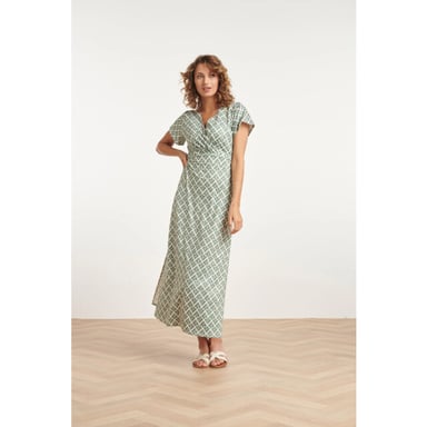 Smashed Lemon 24032 stretch maxi jurk met ornament print |