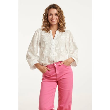 Smashed Lemon 25138 witte 3d bloemenblouse
