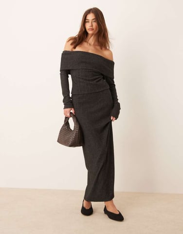 Miss Selfridge chunky brushed rib maxi skirt