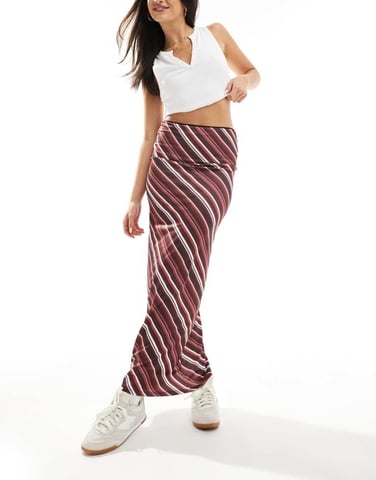 ASOS DESIGN column maxi skirt in red stripe