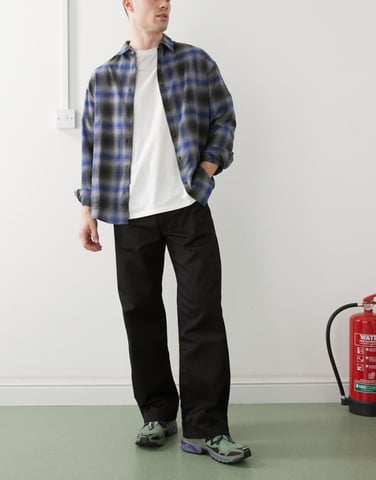 Dr Denim Omar tailored mid waist wide leg chino pant in black