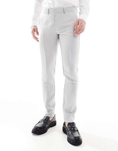 ASOS DESIGN skinny suit trousers in light grey microtexture