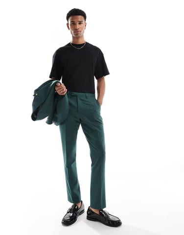 Twisted Tailor Buscot skinny suit trousers in forest green co-ord