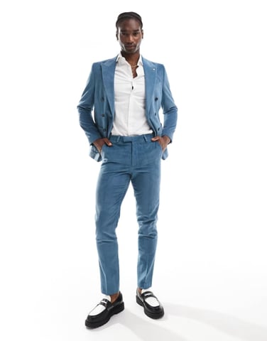 Twisted Tailor Aston suit slim trousers in blue co-ord