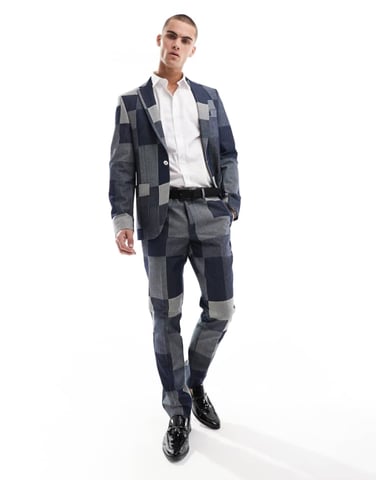 Twisted Tailor suit trousers in denim patch co-ord