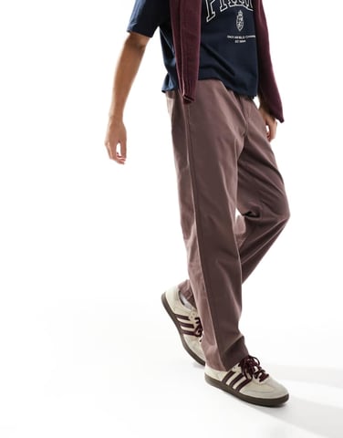 ASOS DESIGN straight leg pull on chino in brown