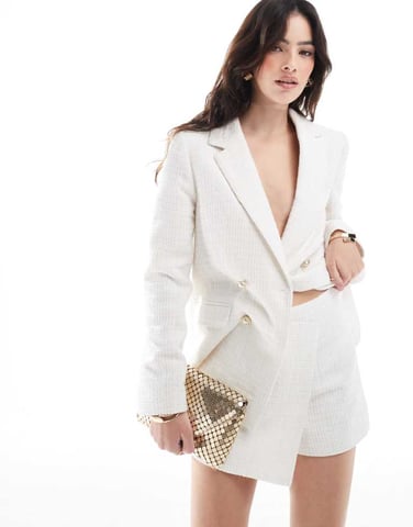 Miss Selfridge co-ord boucle mini skort in ivory