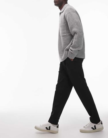 Topman smart tapered trousers in black
