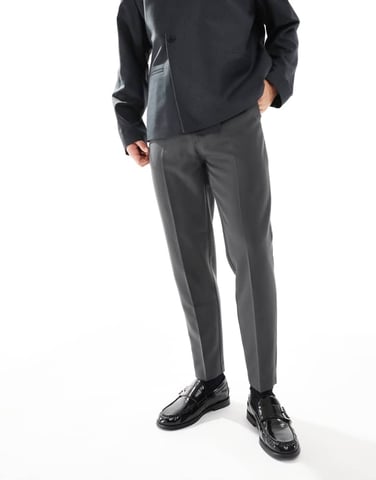 ASOS DESIGN smart tapered fit trousers in charcoal