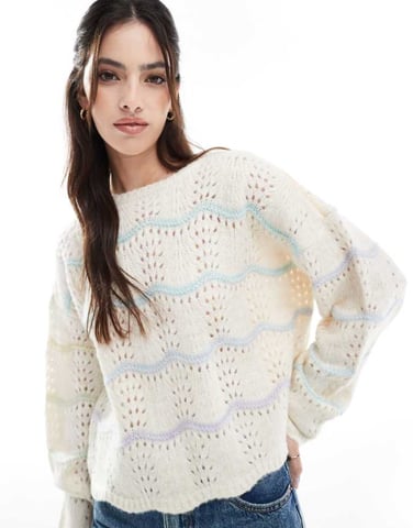 Vero Moda ombre yarn jumper in cream mix