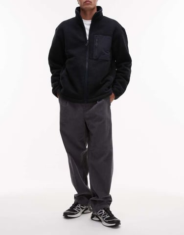 Selected Tristan Loose fit cord trousers in grey