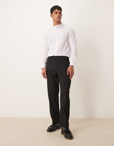 Abercrombie & Fitch loose party tuxedo stripe trousers in black co-ord