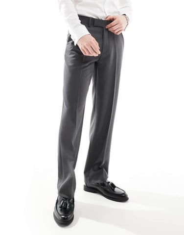 ASOS DESIGN smart straight leg trousers in charcoal