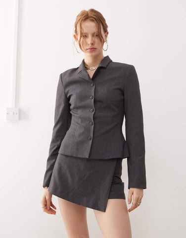 Weekday Layton co-ord tailored skort in dark grey