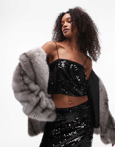 Topshop co-ord disc sequin bandeau in black