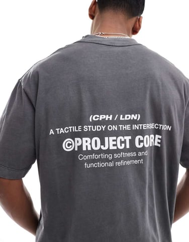 Jack & Jones super oversized t-shirt with project core print in washed grey