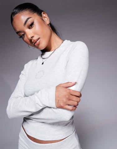Weekend Collective co-ord ribbed long sleeved top with circle logo