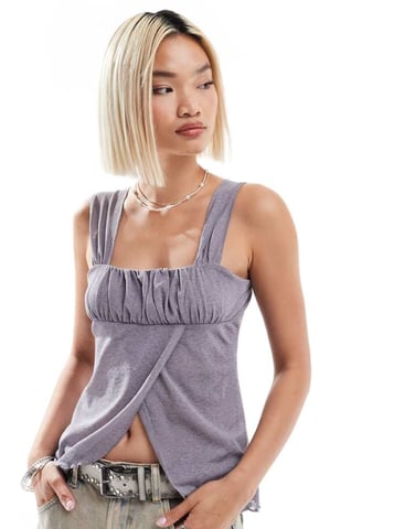 COLLUSION wrap front 90's top in grey