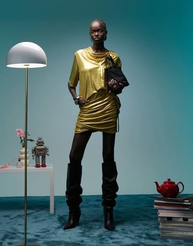 BIMBA Y LOLA ruched mini skirt co-ord in metallic olive