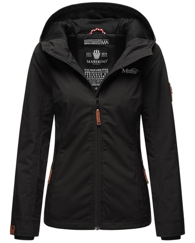 Marikoo Women’s Lightweight Transitional Jacket Water and Wind Resistant with Hood Black