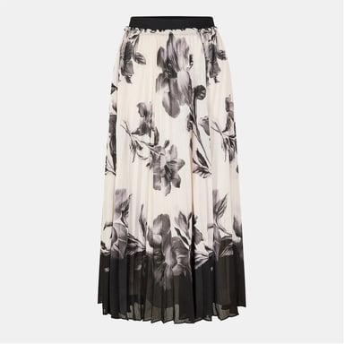 Women's Ted Baker Pleated Midi Floral Patterned Accordian Skirt in Ivory