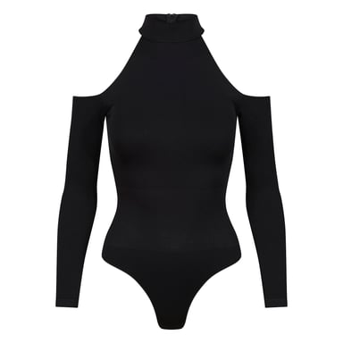 Dames Essentials Cold Shoulder Bodysuit Sculpting Gerecycled Stretch Fit