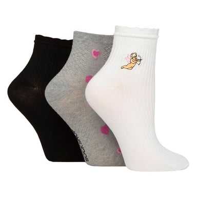 3-pack damer ribbad ankelstrumpor med volang - Mjuk stilren vardagspassform