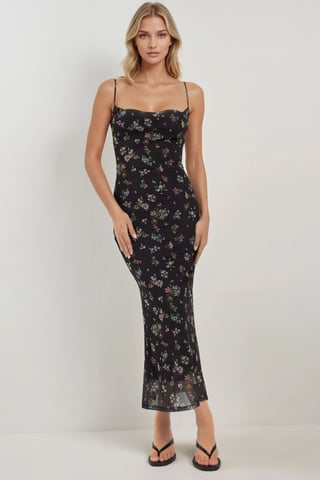 Printed Bodycon Maxi Dress