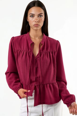 Long Sleeve Tippet Collar Blouse
