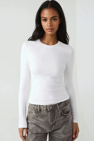 Långärmad T-shirt med rund hals