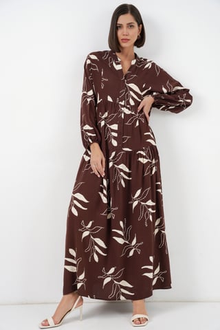 Patterned V-Neck Maxi Dress