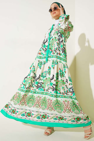 Printed V-Neck Maxi Dress