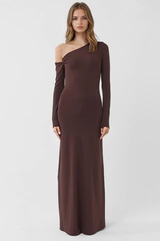 Asymmetrisk krage Maxi Bodycon-klänning