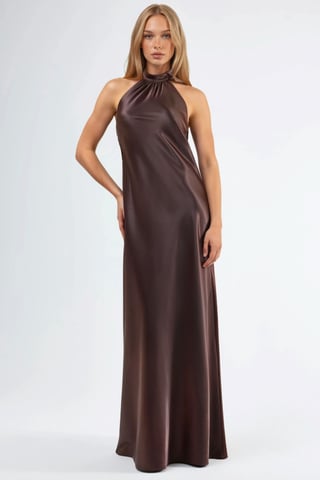 Halter Neck Maxi Dress with Shawl-detail