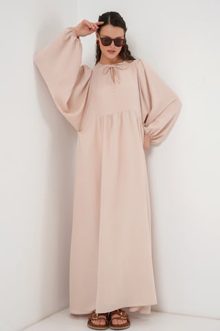 Textured Patterned Maxi Dress with Bow