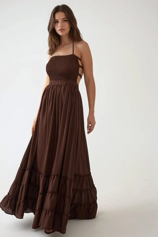 Textured Maxi Dress with Square Collar