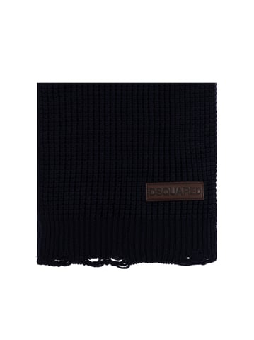 Logo Patch Knit Wool Scarf