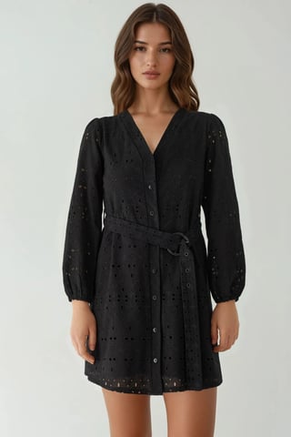 Patterned V-Neck Mini Dress Pika Collection