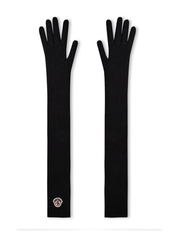 Lange handschoenen met logo-patch van zuivere scheerwol
