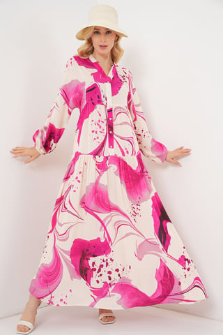 Patterned V-Neck Maxi Dress