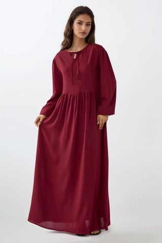 Maxi Dress with A-Form Fit and Crew Neck
