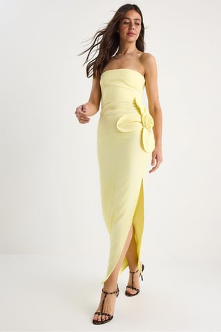 Strapless Floral Maxi Dress with Bow Detail