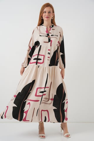 Patterned V-Neck Maxi Dress