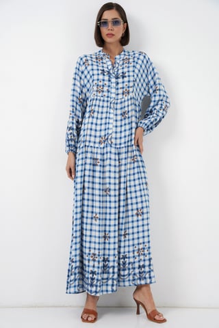 Patterned V-Neck Maxi Dress