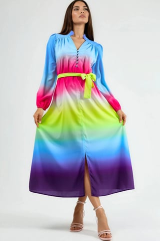 Ombre Maxi Dress with Belt