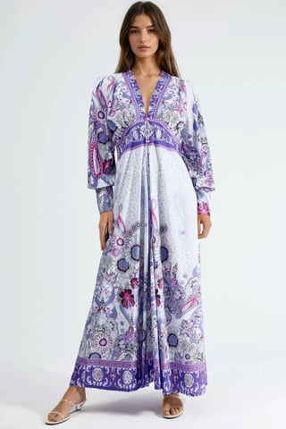 Floral Maxi Dress with Paneled Design