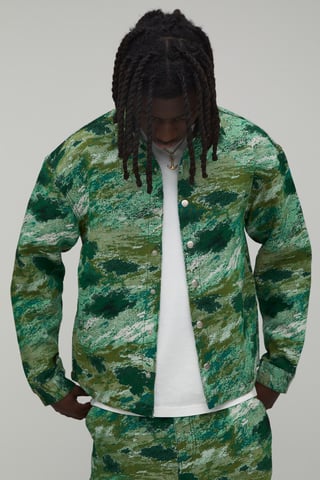 Oversized Boxy Abstract Camo Tapestry Overshirt