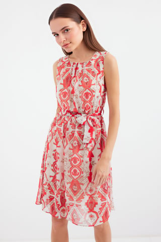 Mini Dress with Tie Closure and Bow Detail