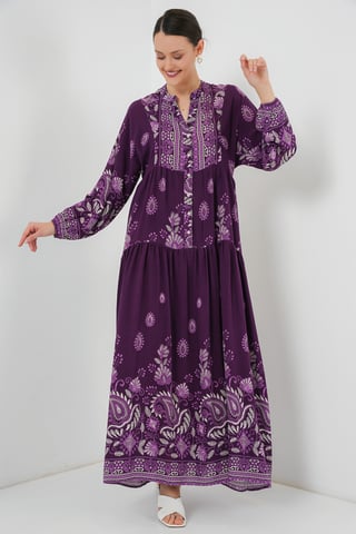 Printed V-Neck Maxi Dress