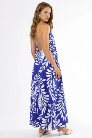 Patterned Halter Neck Maxi Dress